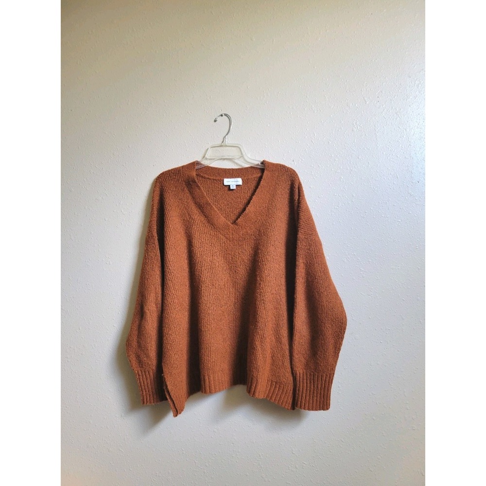 Free‎ Assembly V-Neck Women's Sweater Knit Long Sleeves Orange/ Rust Size XL